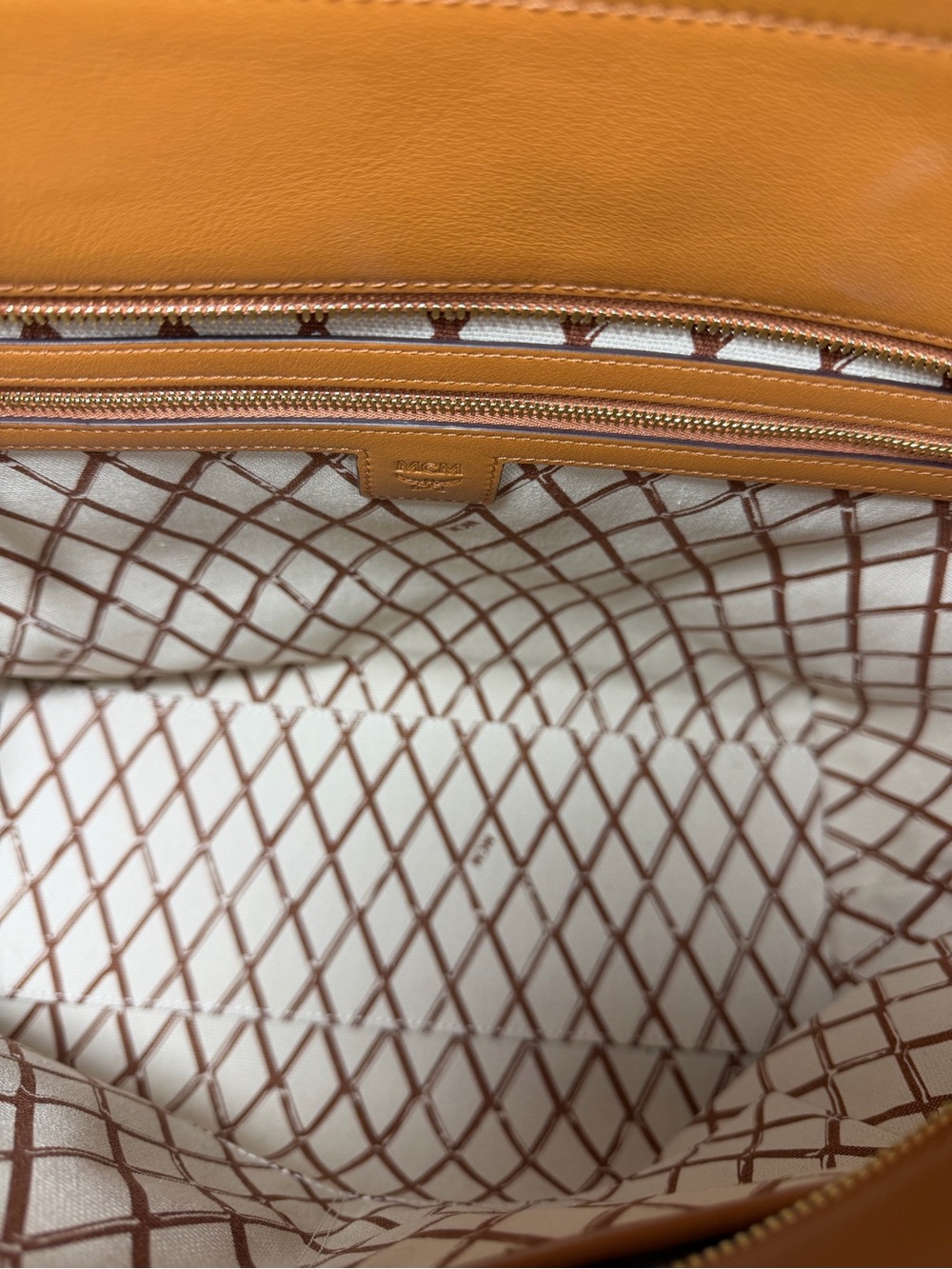 MCM Cognac Visetos Monogram Tote with Gold Plaque - Picture 5 of 9